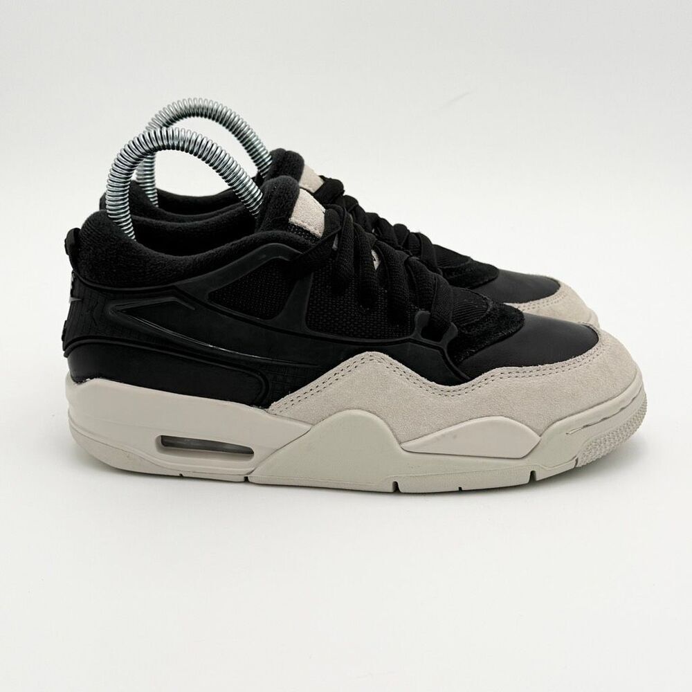 Nike Air Jordan 4 RM Black Light Bone Suede Low Lace Up Big Kids Sneakers Athlet - Picture 4 of 13